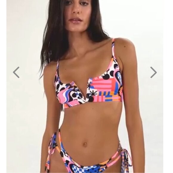 NWT OneOne Swimwear Bikini SET Anaheim Pink Retro Jenna Alexa 90s Print NEW - Picture 10 of 10
